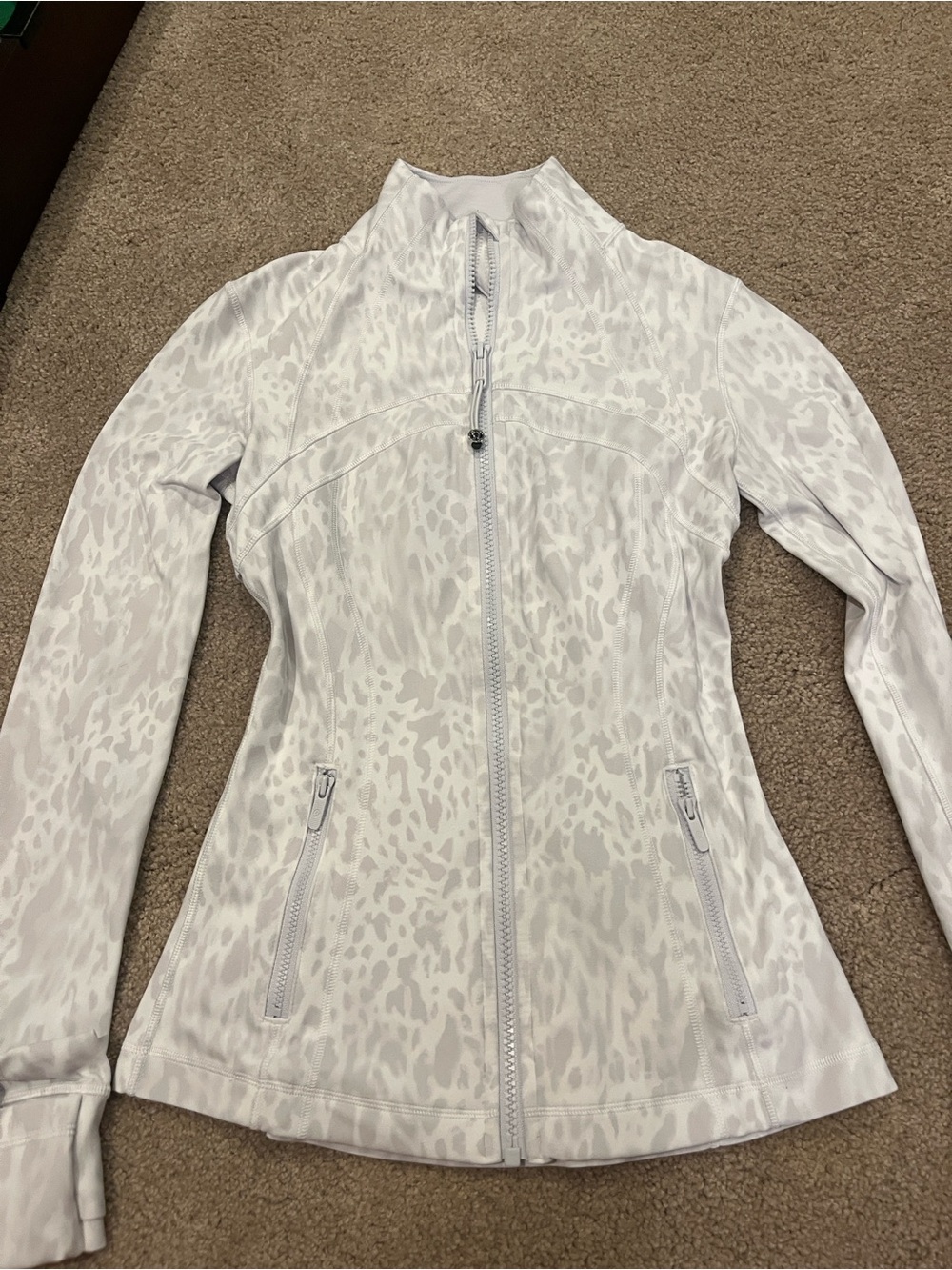 lululemon athletica White Light Gray Animal-Print Zip Jacket
